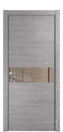 Дверь межкомнатная Vetro 11 Цвет Дуб Кварц Покрытие Шпон натуральный  Наличник L 75 Цена 52150