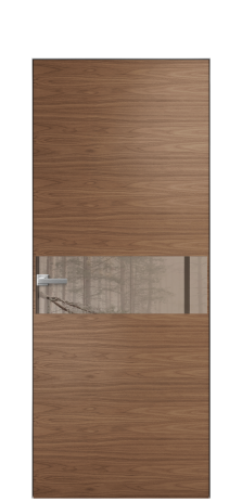 Дверь межкомнатная Vetro 11 Цвет Американский Орех Покрытие Шпон натуральный  Наличник Скрытый короб хром Цена 52950