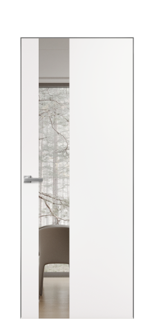 Дверь межкомнатная Vetro 14 Цвет Вайт Покрытие ПВХ SOFT (ПЭТ) Наличник Скрытый короб хром Цена 41000