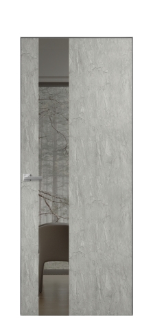 Дверь межкомнатная Vetro 14 Цвет Скол камня грей Покрытие ПВХ ФАКТУРНЫЕ Наличник Скрытый короб хром Цена 41500