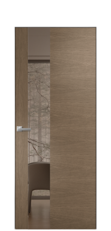 Дверь межкомнатная Vetro 14 Цвет Дуб Мускат Покрытие Шпон натуральный  Наличник Скрытый короб хром Цена 49950