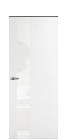 Дверь межкомнатная Vetro 14 Цвет Ясень Белый Покрытие Шпон крашеный  Наличник Скрытый короб хром Цена 47850