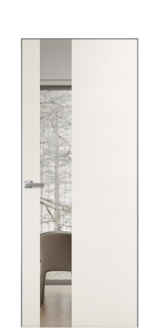 Дверь межкомнатная Vetro 14 Цвет Ясень Молочный Покрытие Шпон крашеный  Наличник Скрытый короб хром Цена 47850