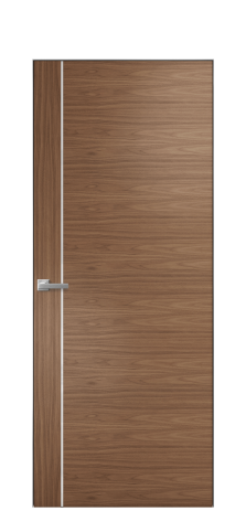 Дверь межкомнатная Vetro 17 Цвет Американский Орех Покрытие Шпон натуральный  Наличник Скрытый короб хром Цена 51850