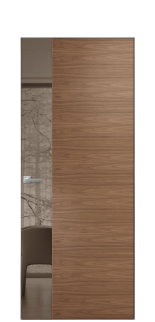 Дверь межкомнатная Ветро 19 Цвет Американский Орех Покрытие Шпон натуральный  Наличник Скрытый короб хром Цена 57500