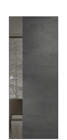 Дверь межкомнатная Vetro 19 Цвет Камень темный Покрытие ПВХ ФАКТУРНЫЕ Наличник Скрытый короб хром Цена 46050