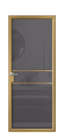 Дверь межкомнатная Фрейм 02 Цвет Латунь Покрытие Алюминий  Наличник Скрытый короб Цена 90990