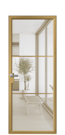 Дверь межкомнатная Фрейм 03 Цвет Латунь Покрытие Алюминий  Наличник Скрытый короб Цена 17820