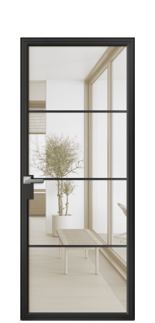 Дверь межкомнатная Frame 04 Цвет Черный Покрытие Алюминий  Наличник Скрытый короб Цена 73590