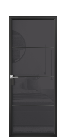 Дверь межкомнатная Фрейм 04 Цвет Черный Покрытие Алюминий  Наличник Скрытый короб Цена 72410