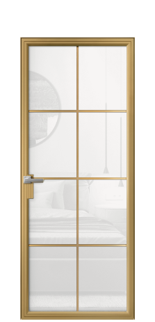 Дверь межкомнатная Фрейм 08 Цвет Латунь Покрытие Алюминий  Наличник Скрытый короб Цена 76604