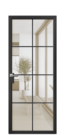 Дверь межкомнатная Фрейм 08 Цвет Черный Покрытие Алюминий  Наличник Скрытый короб Цена 78290